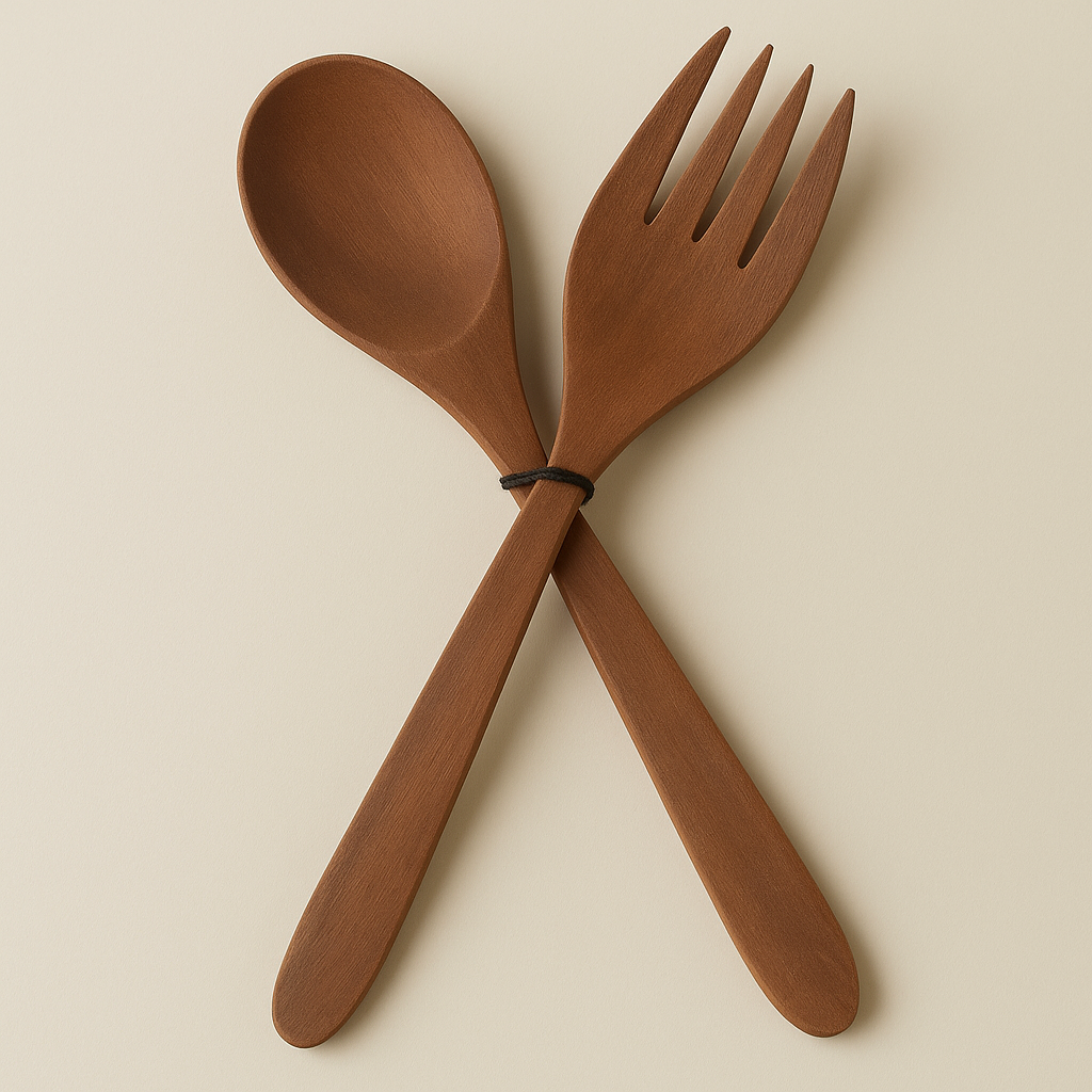Set de Cuchara y Tenedor Artesanal en Madera